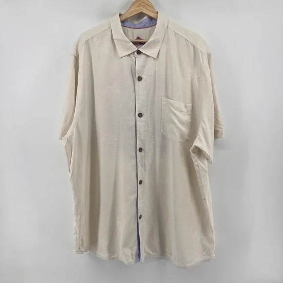 Tommy Bahama Isle of Tiki Embroidered Short Sleeve Silk Graphic Shirt XXL Rare - Picture 2 of 9